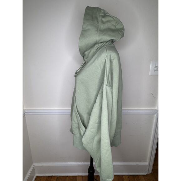 Nike Hoodie Womens Large Center Swoosh Y2K Boxy Sweatshirt Green Crop Pullover M - Picture 2 of 10
